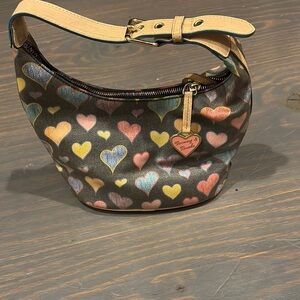 Vintage Dooney & Bourke Multicolor Heart Print Women's Bag vintage
